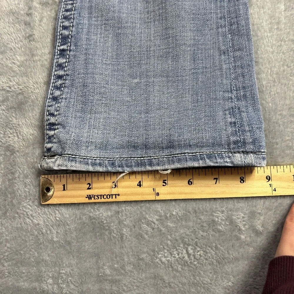 Miss Me Womens Jeans Mid Rise Easy Bootcut Embroidered Pocket Sz. 28 Distressed